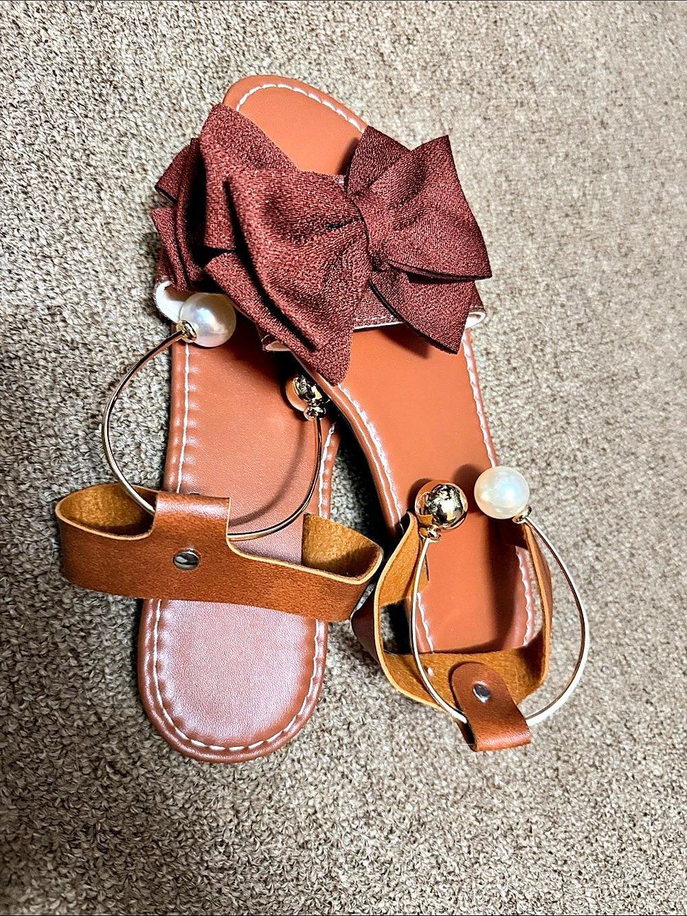 Bow Slide Sandals in Brown EU 38 Like New